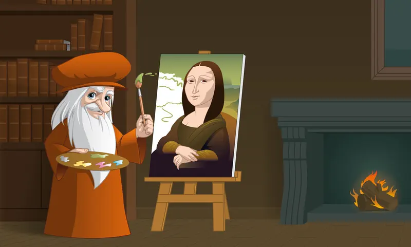 Leonardo malte die Mona Lisa auf einen Tuch aus Hanffasern